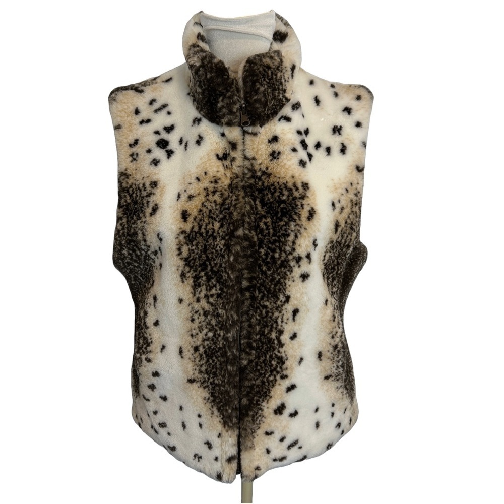Reversible Faux Fur Animal‎ Print Stylish Vest  M